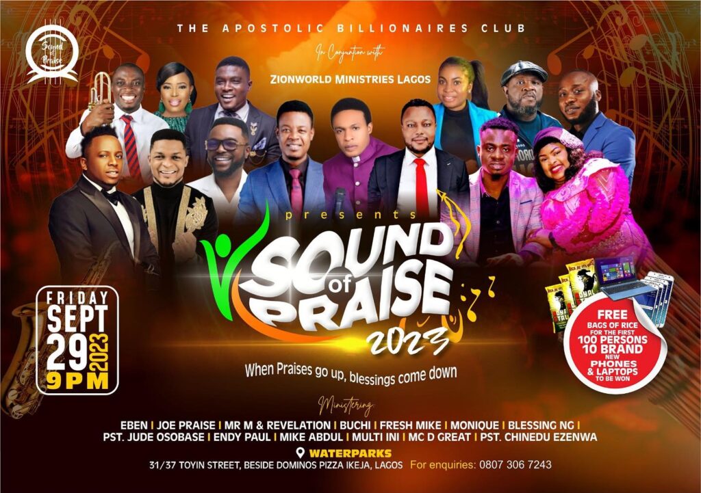 Apostolic Billionaires club Set For "Sound Of Praise 2023 Featuring Eben, Joe praise, Mr&M revelation, Blessings Ng, Mike Abdul, & Others